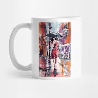 Pretty girl with umbrella Mug